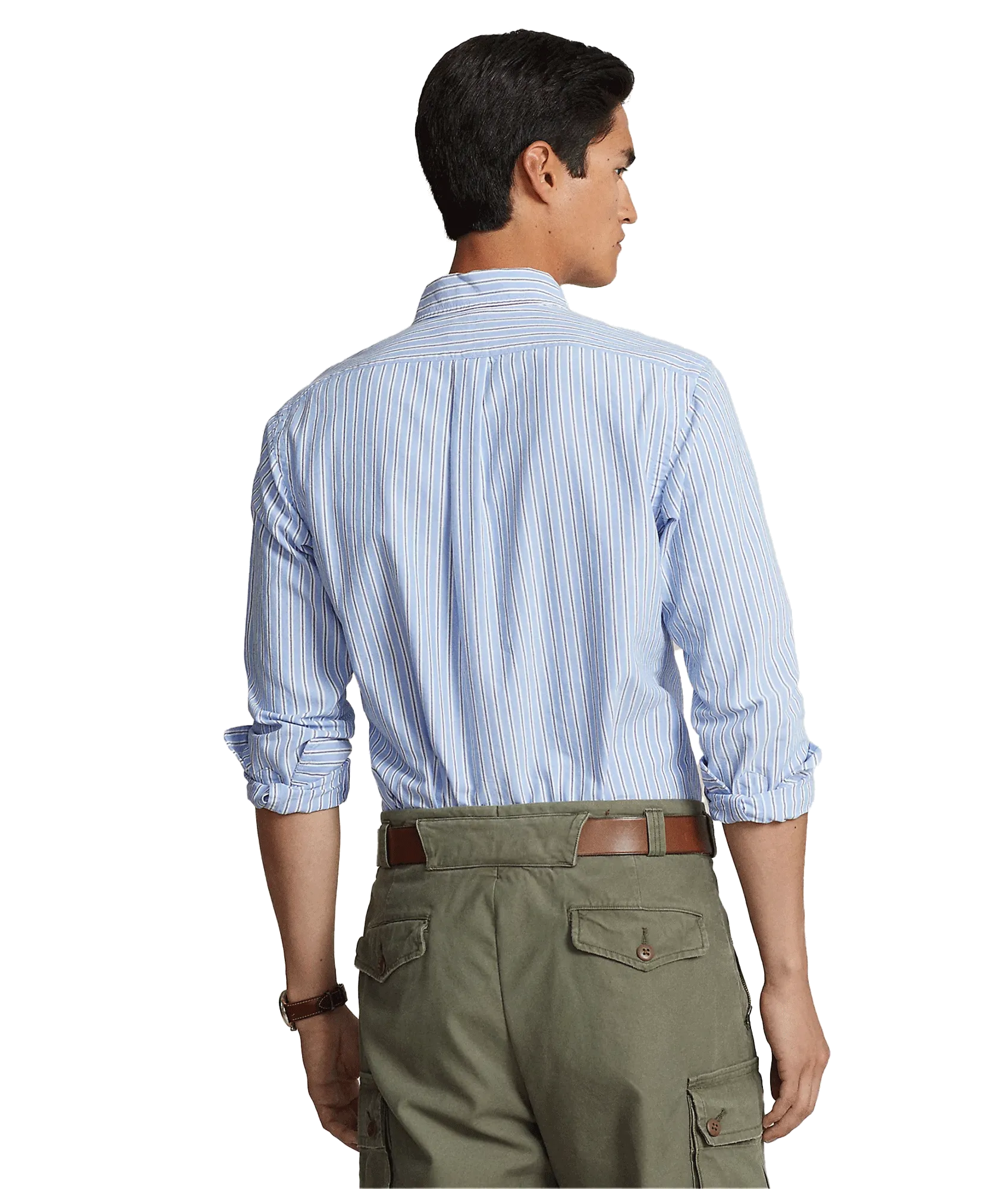 Custom Fit Striped Oxford Shirt - Blue