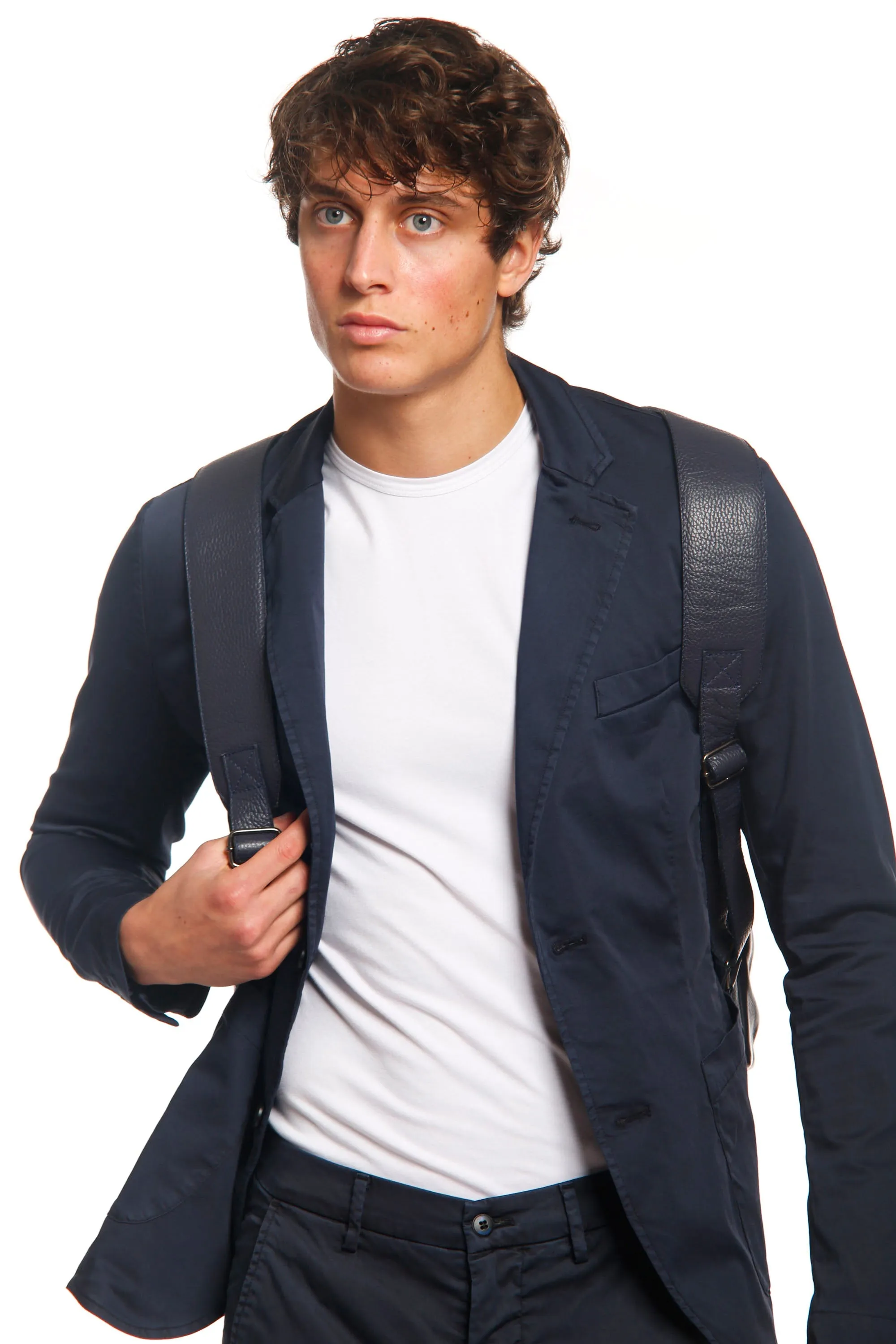 Da Vinci travel blazer uomo in raso tecnico travel stretch con dettagli regular