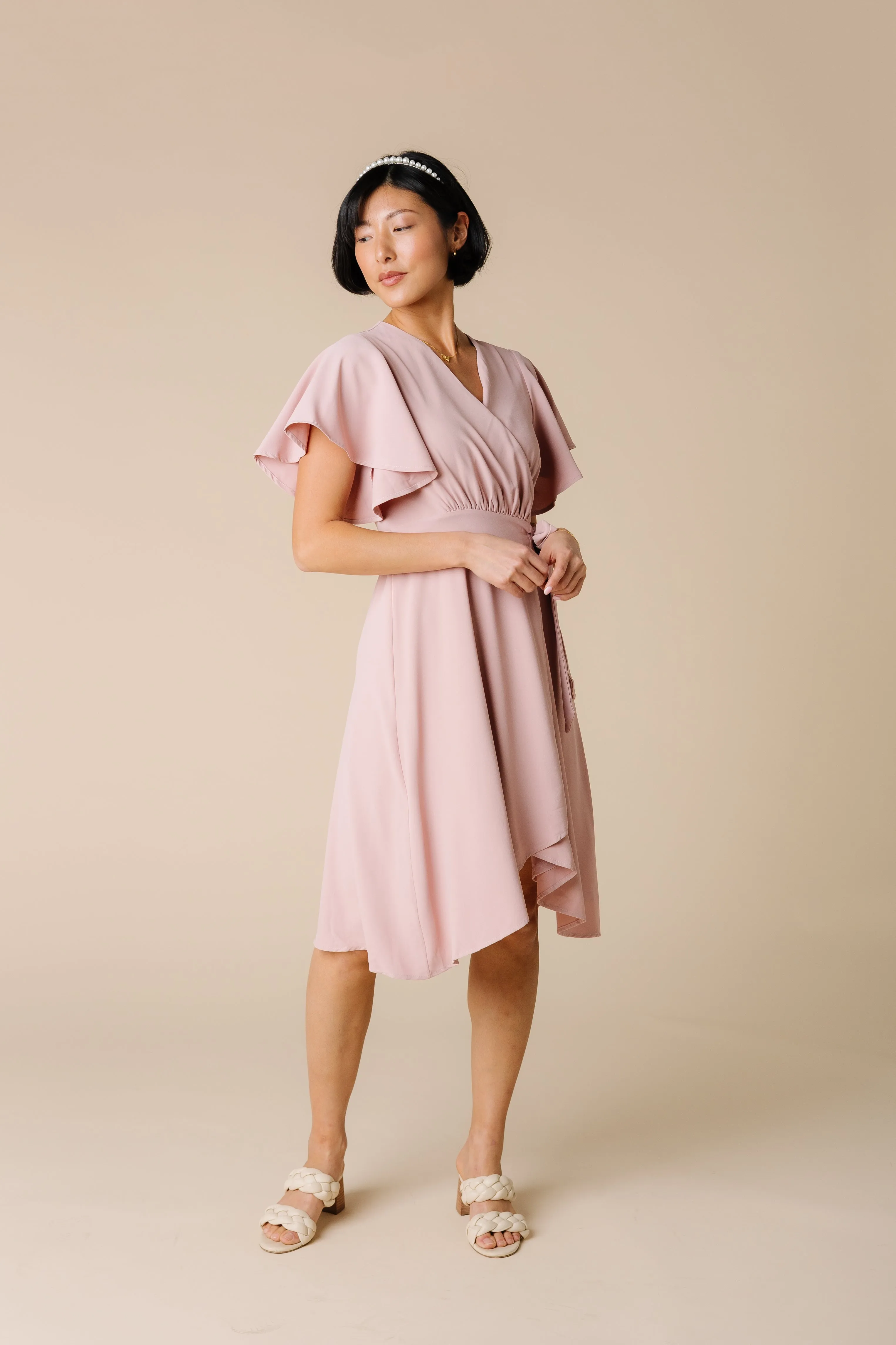 Daphne Tulip Wrap Dress - Dusty Pink