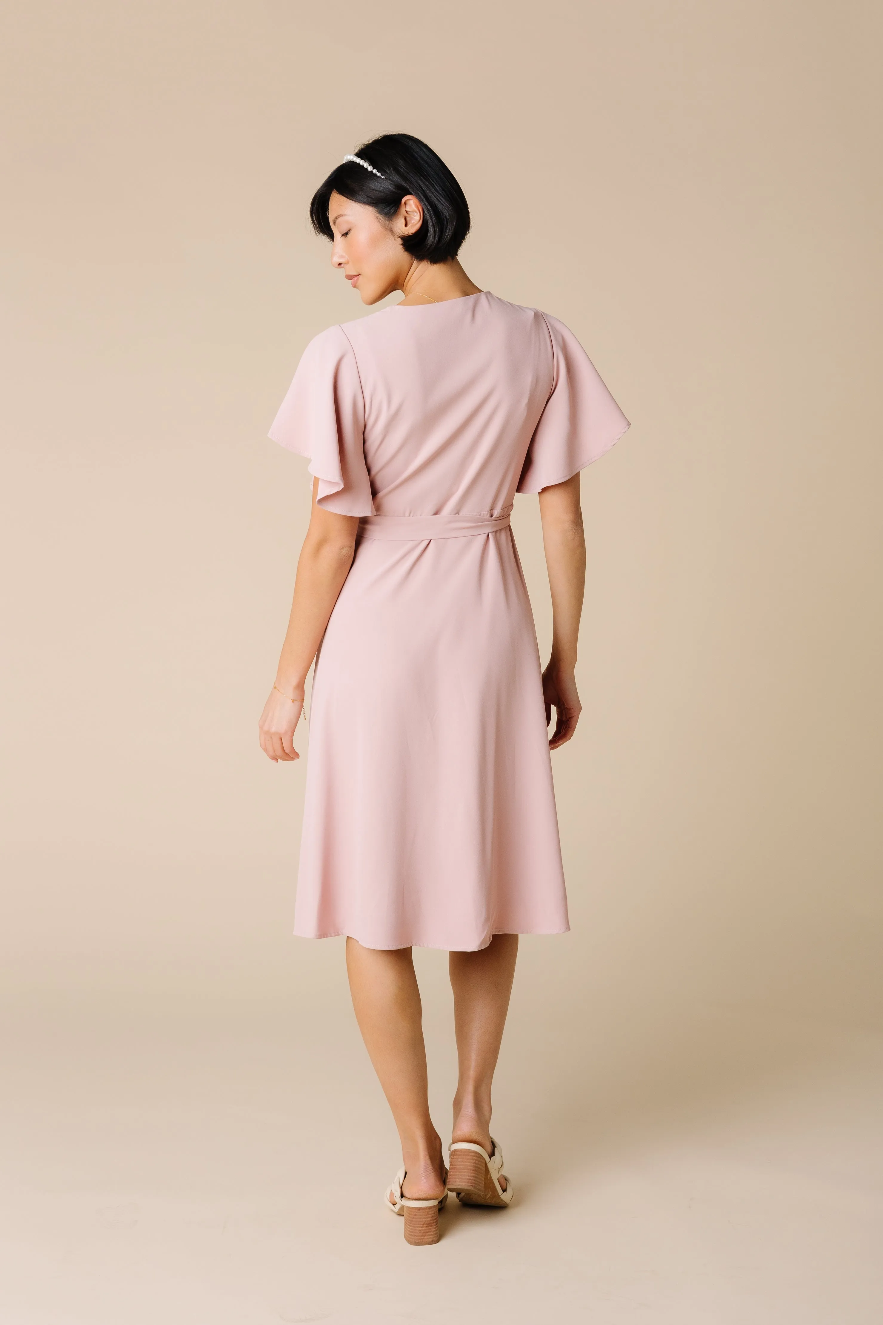 Daphne Tulip Wrap Dress - Dusty Pink