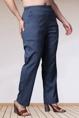 Dark Grey Lycra Slub Pants