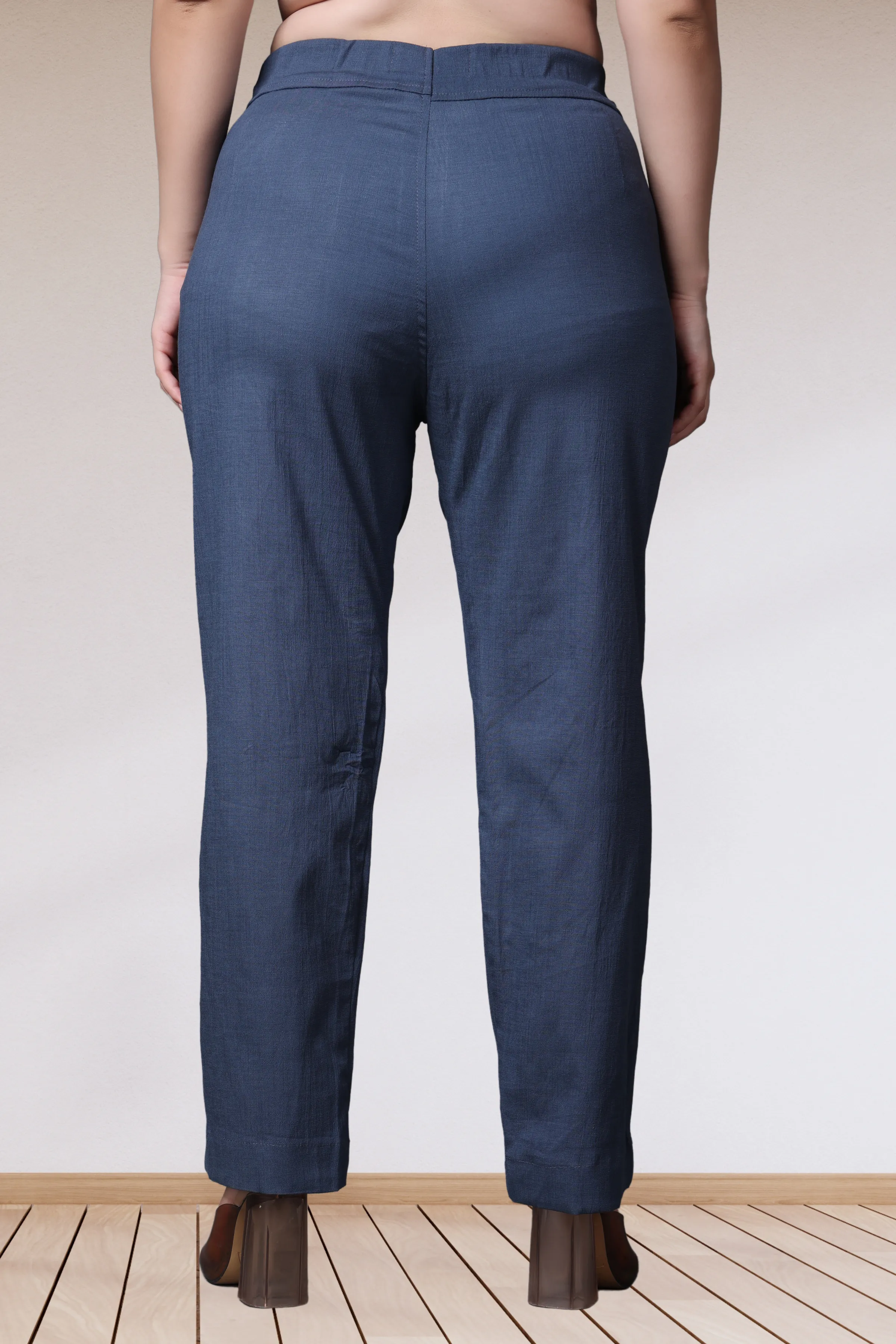 Dark Grey Lycra Slub Pants