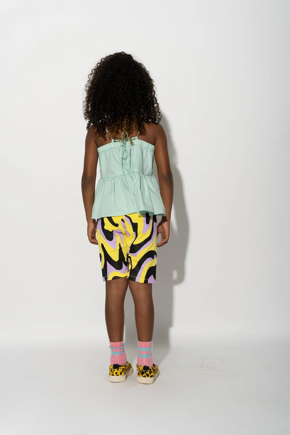 DARK WAVY PRINT BIKER SHORTS