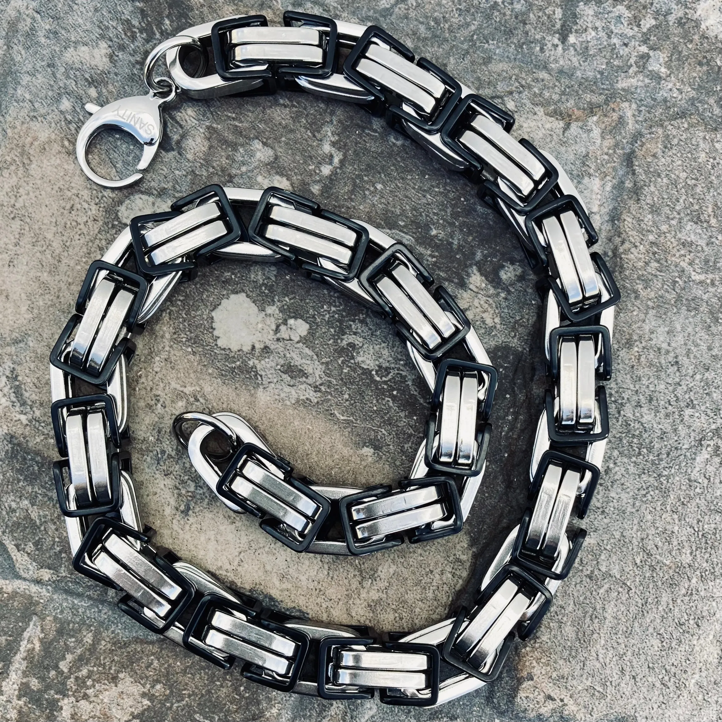 Daytona Necklace - Silver & Black - CVO - 1 inch wide