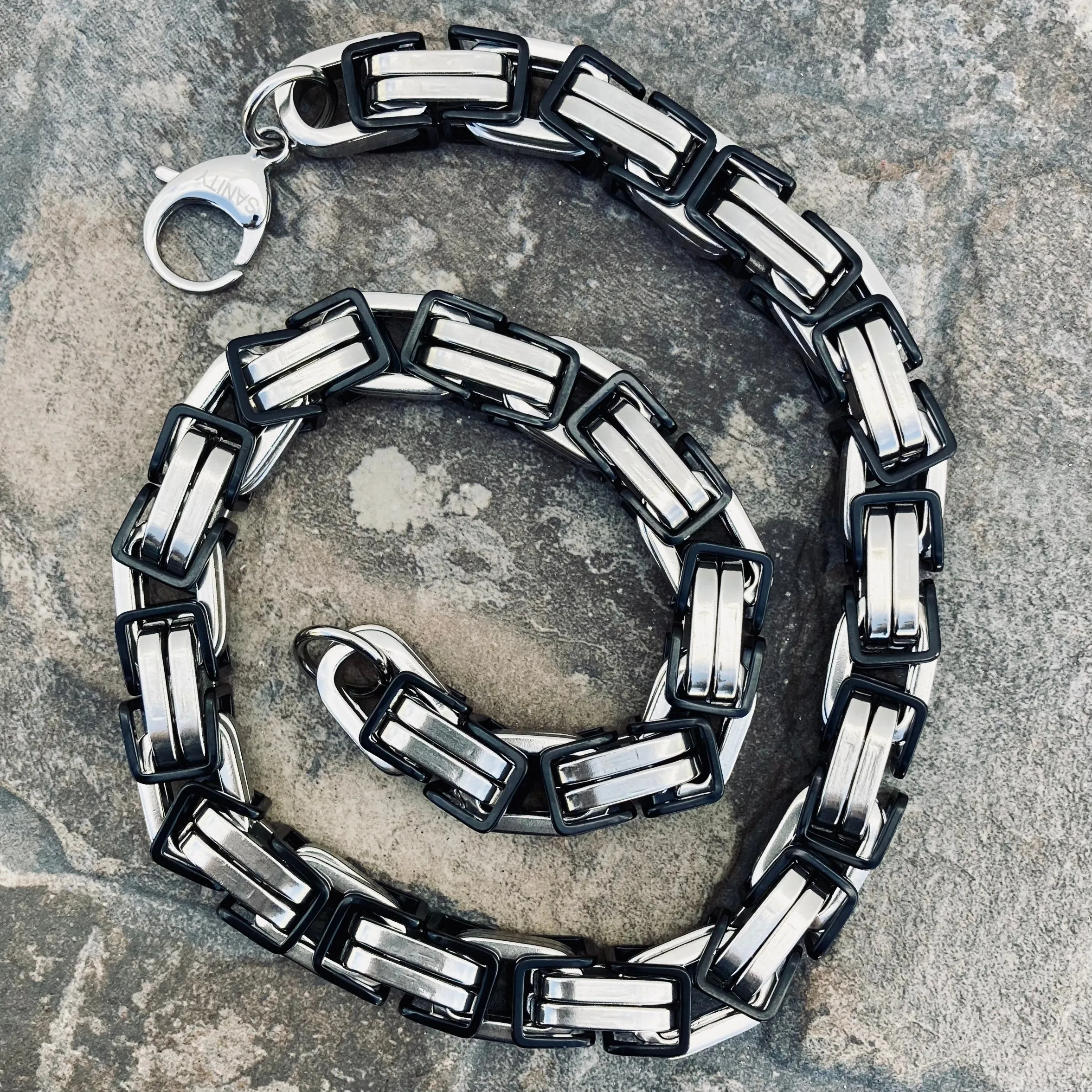 Daytona Necklace - Silver & Black - CVO - 1 inch wide