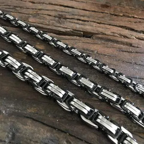Daytona Necklace - Silver & Black - Heritage - 1/2 inch wide
