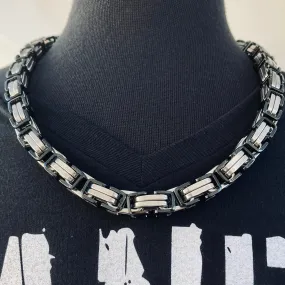 Daytona Necklace - Silver & Black - Heritage - 1/2 inch wide