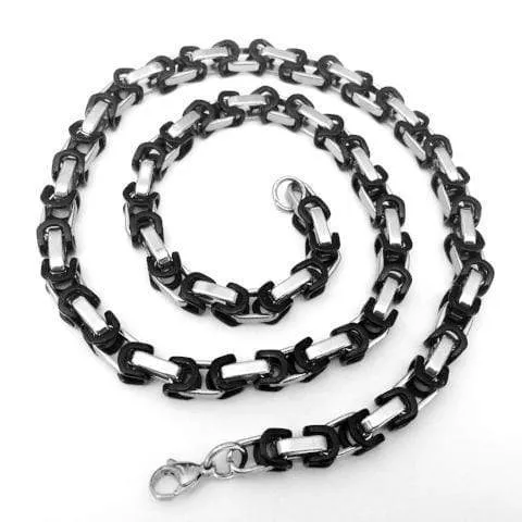 Daytona Necklace - Silver & Black - Road King - 3/4 inch wide