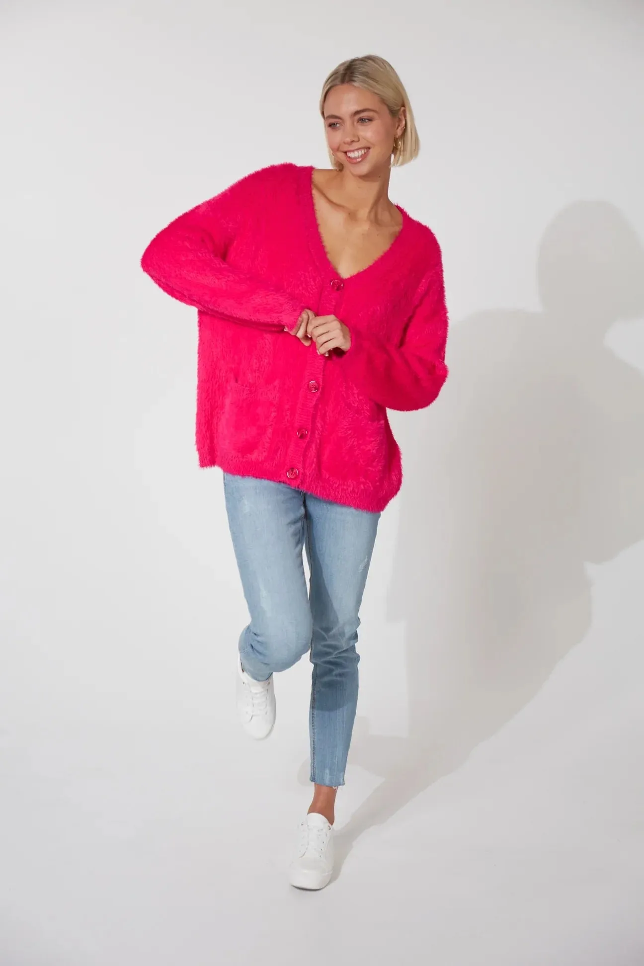 Eb & Ive Nord Cardigan In Azalea