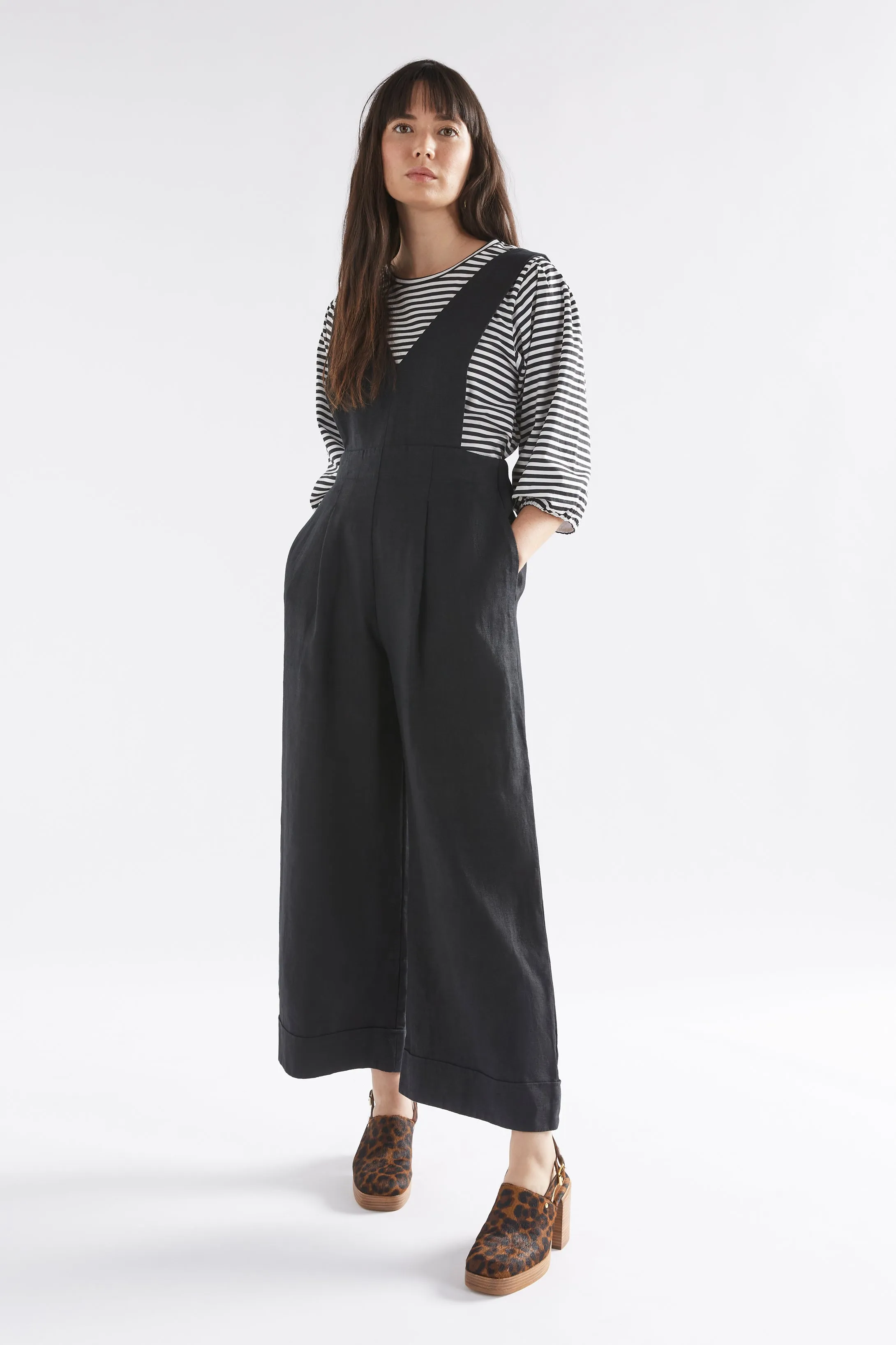 Elk the Label Womens Addi Jumpsuit - Stylish Black Wide-Leg Overall with Adjustable Straps and Pockets