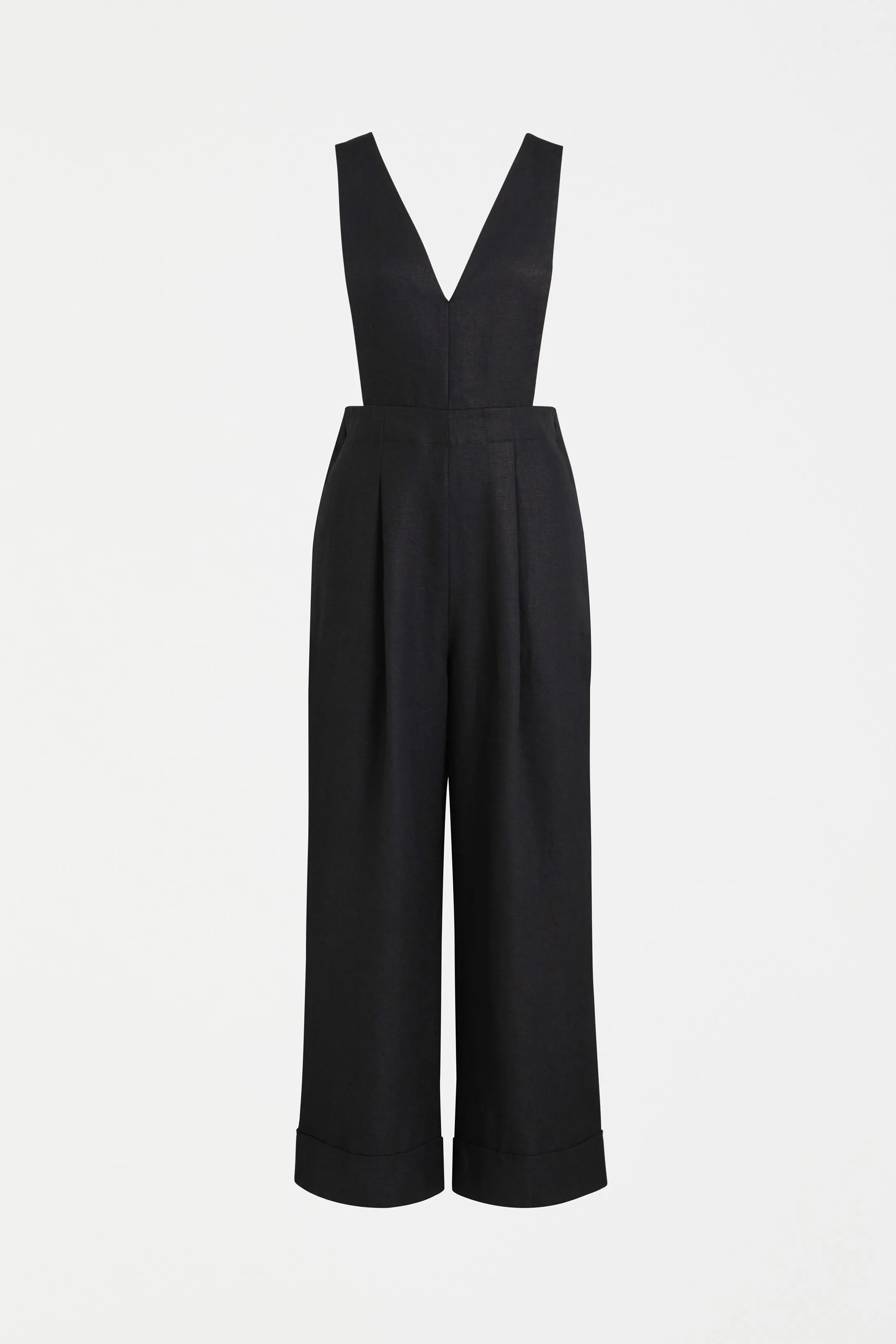 Elk the Label Womens Addi Jumpsuit - Stylish Black Wide-Leg Overall with Adjustable Straps and Pockets