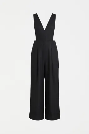 Elk the Label Womens Addi Jumpsuit - Stylish Black Wide-Leg Overall with Adjustable Straps and Pockets