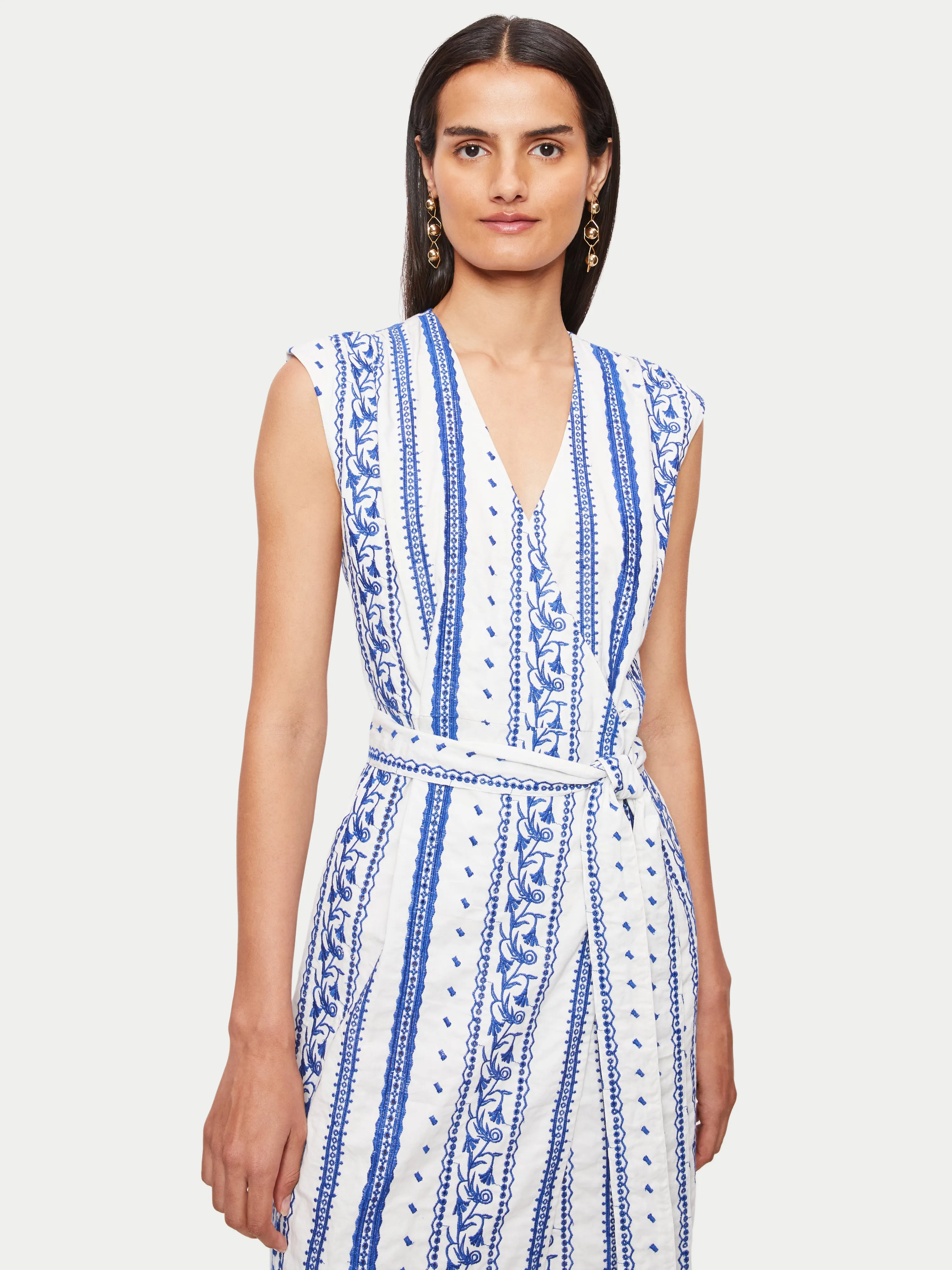 Embroidered Wrap Dress | Blue
