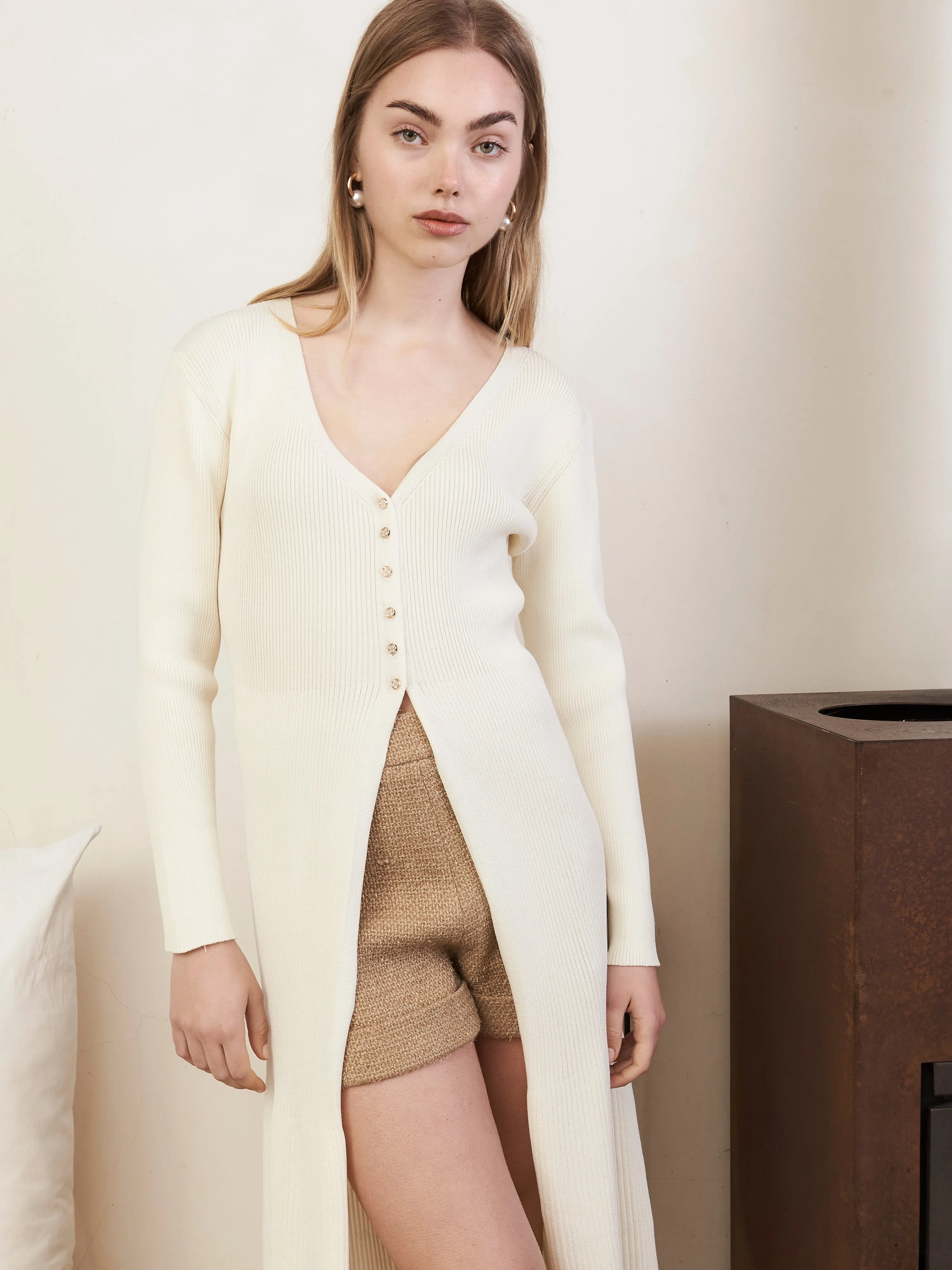 FLEUR KNITTED CARDIGAN CREAM
