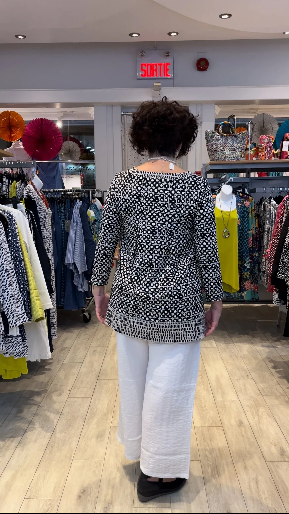 Habitat Sale, 55325 Pleat Back Dot Tunic, Ash 50% Off Regular Price