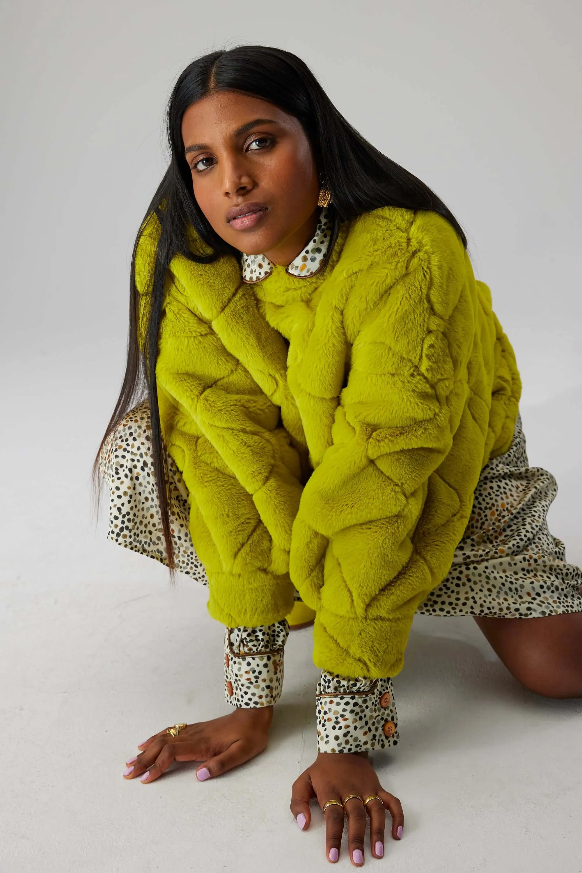 Fizz Faux Fur Jumper in Harlem Design
