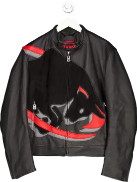 HUGO BOSS X Redbull Racing Bulls Black Leather Jacket UK S
