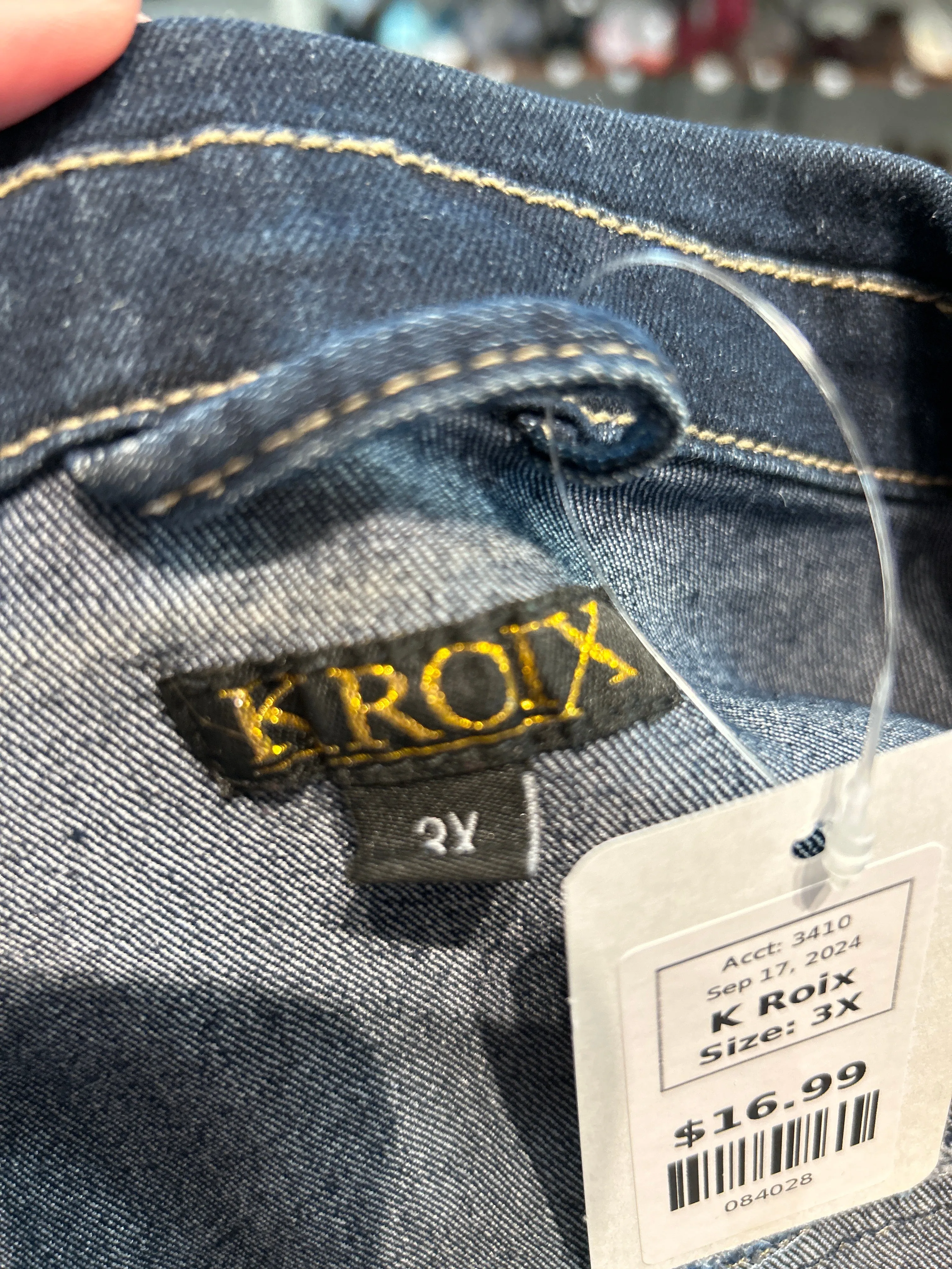 K Roix Denim Cropped Jacket, 3X