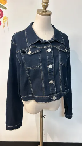 K Roix Denim Cropped Jacket, 3X