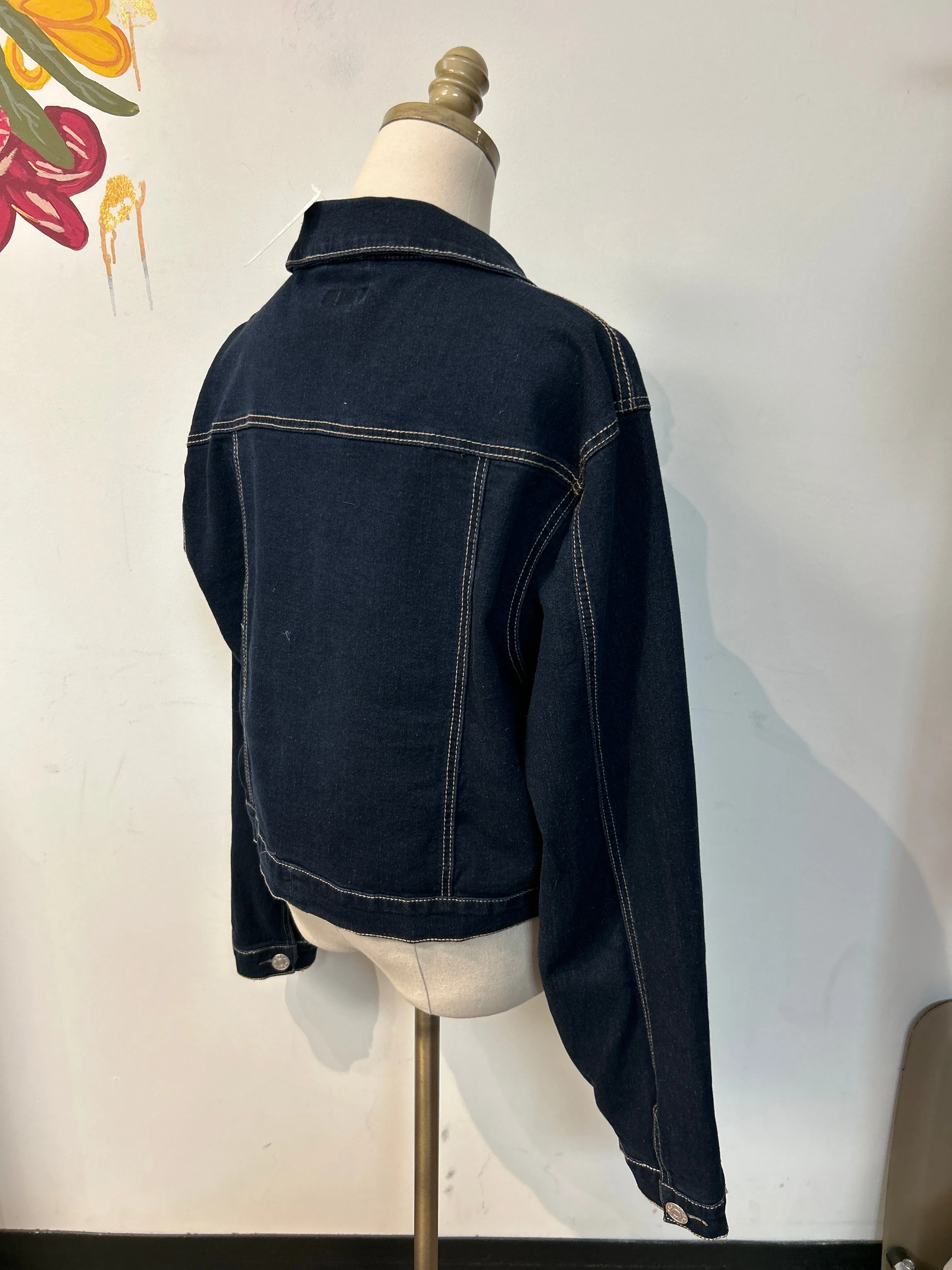 K Roix Denim Cropped Jacket, 3X