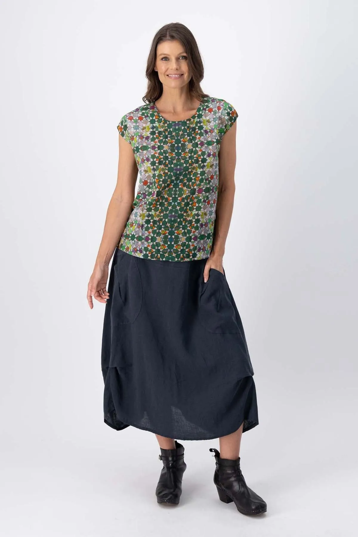Kaleidoscope Tee Green in Seersucker