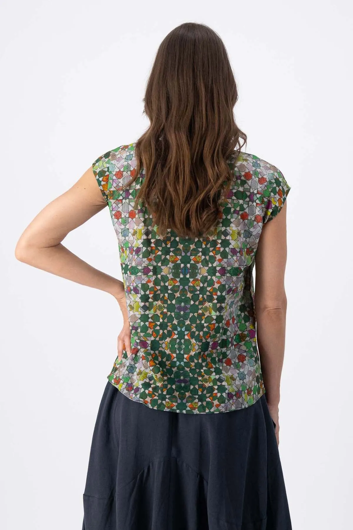 Kaleidoscope Tee Green in Seersucker