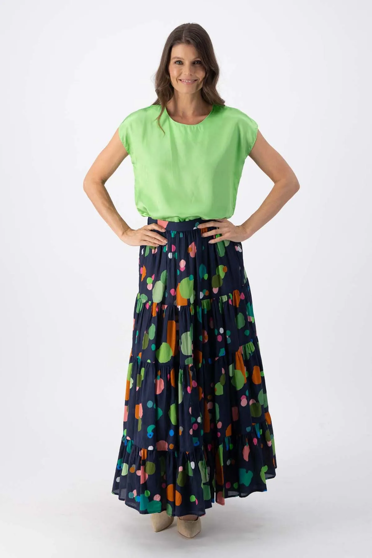 Le Louvre Tee Bright Green in Satin