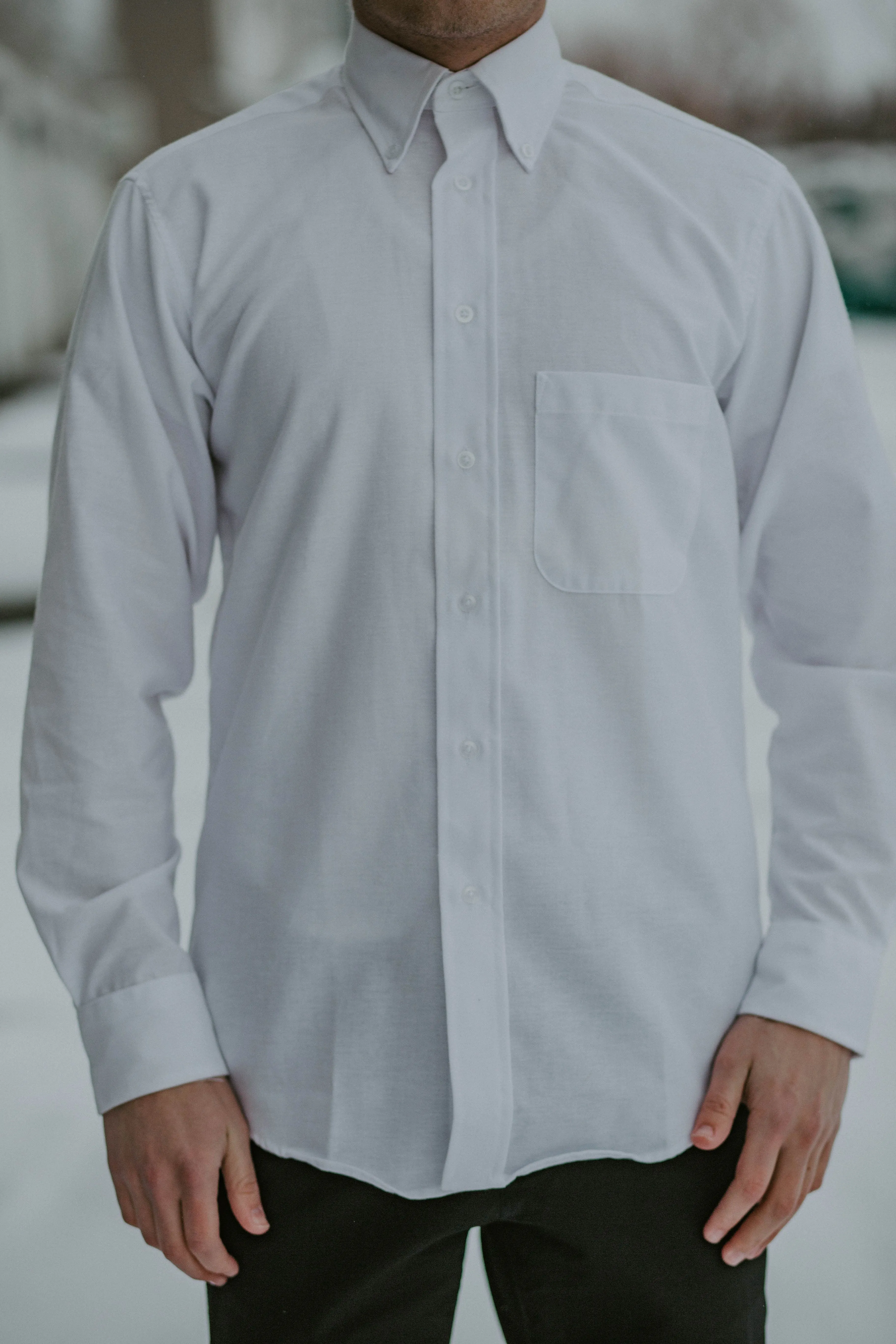 Long Sleeve Oxford Shirt White