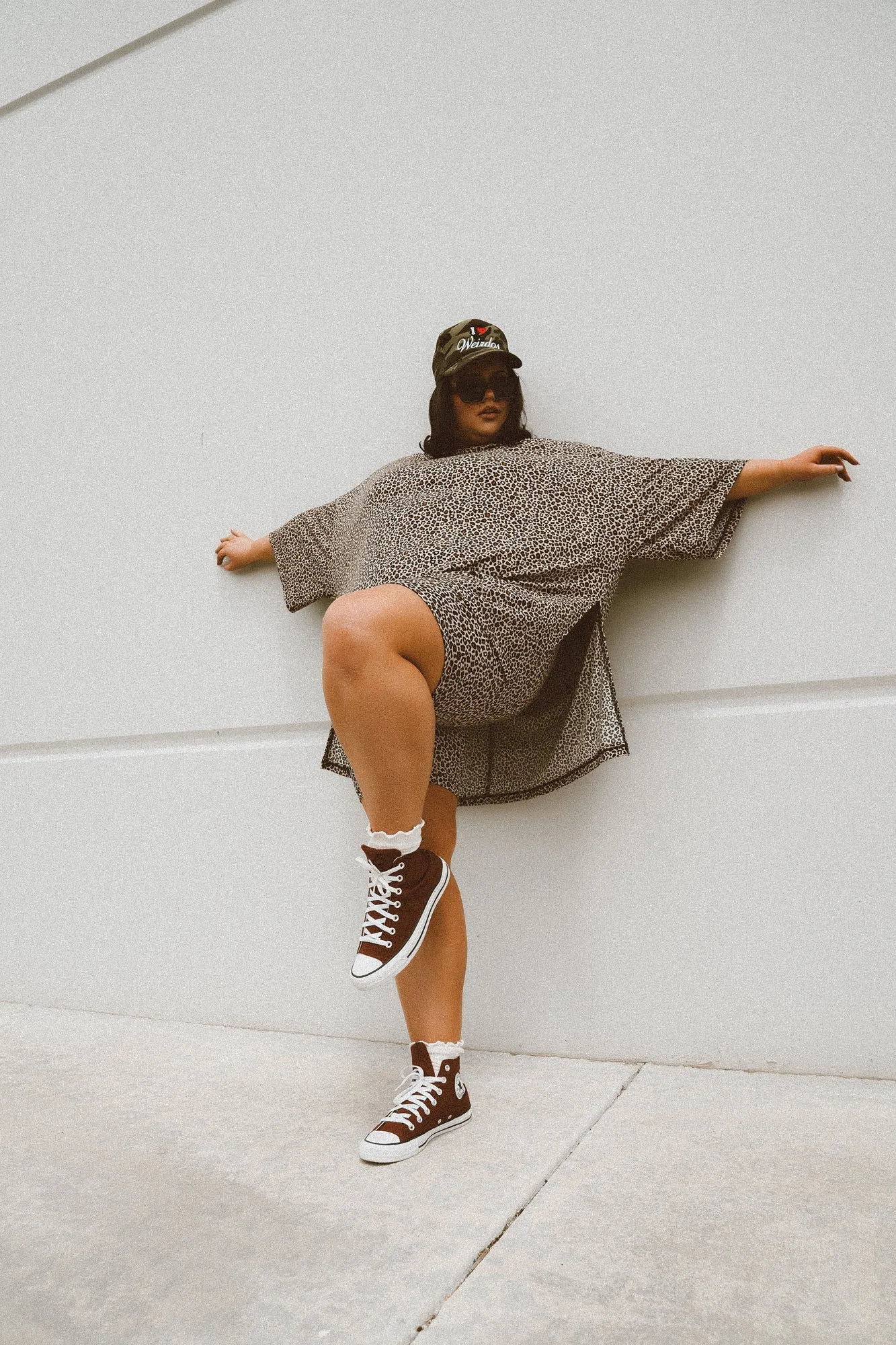 Malone Ribbed Biker Set in Baby Leopard Print