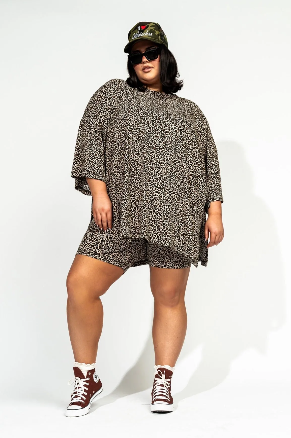 Malone Ribbed Biker Set in Baby Leopard Print