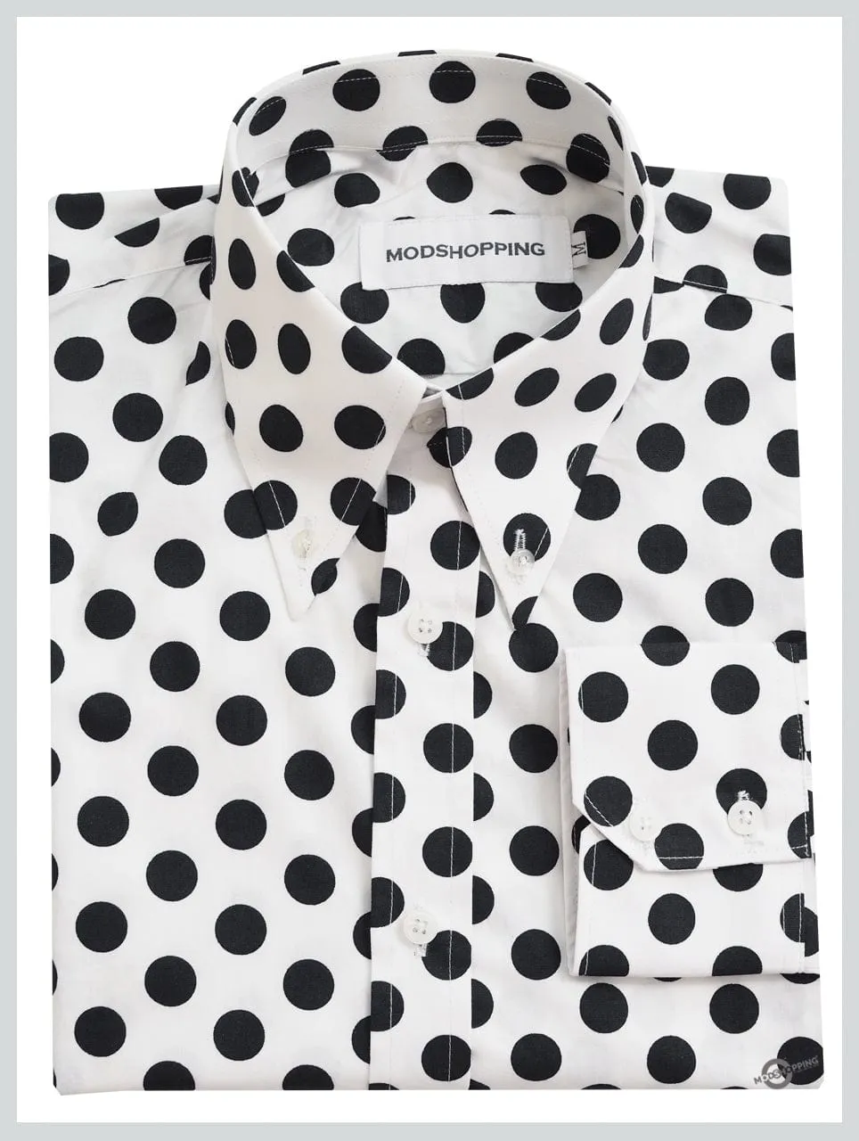 Medium Dot Black and White Polka Dot Shirt