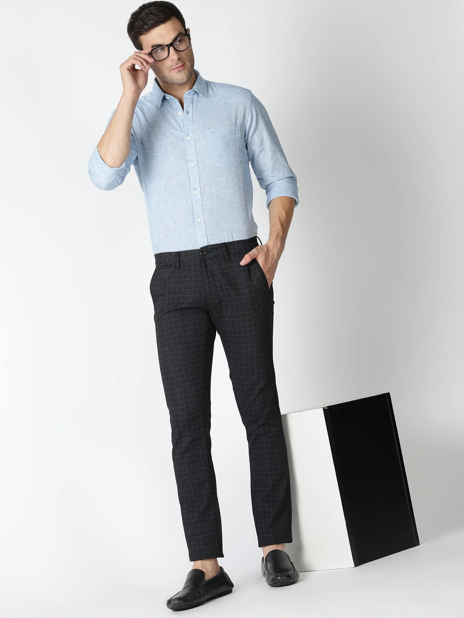 MEN'S BLUE SOLID SLIM FIT SHIRT