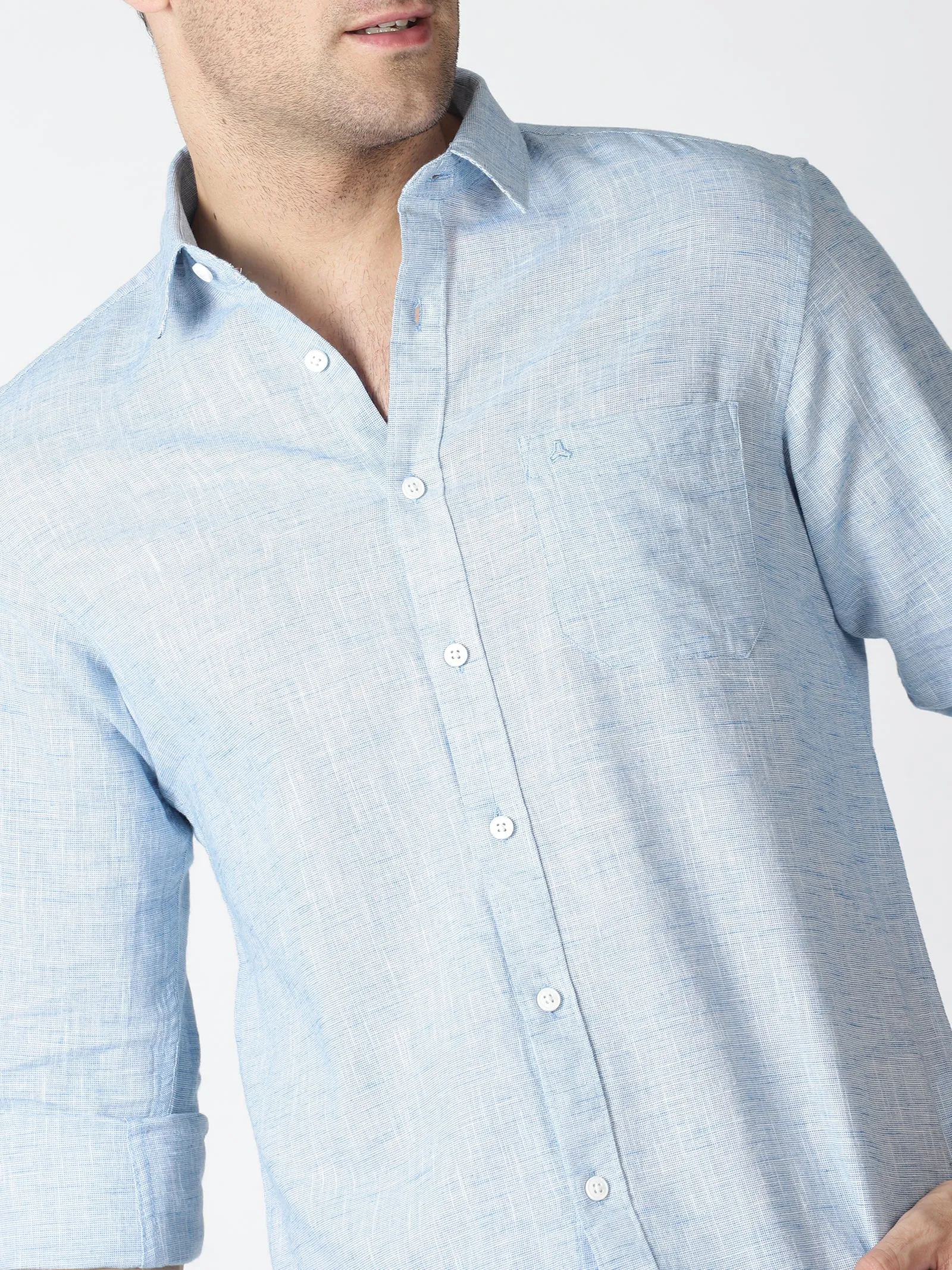 MEN'S BLUE SOLID SLIM FIT SHIRT