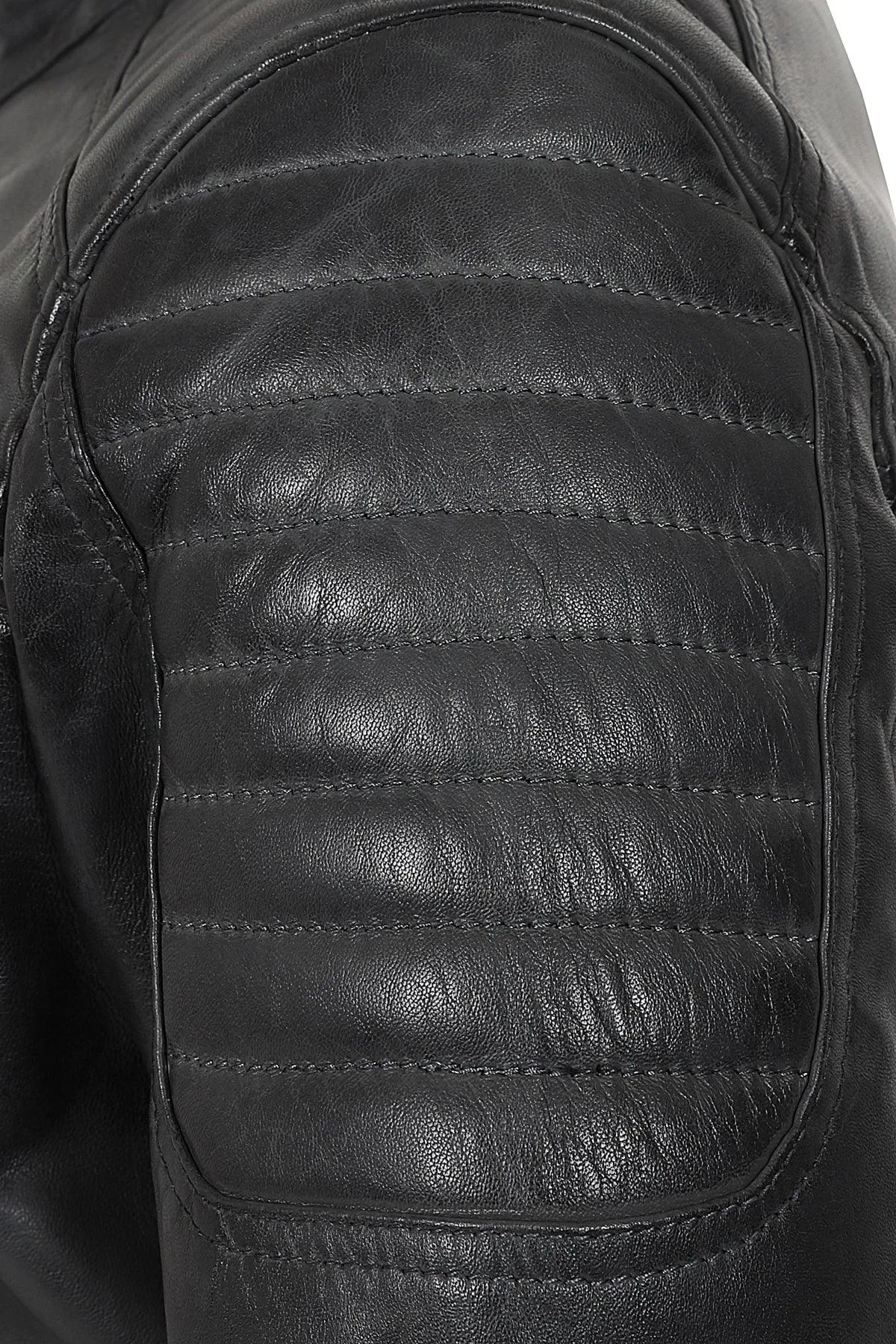 Men's Grey Leather Racer Biker Style - CHARLIE