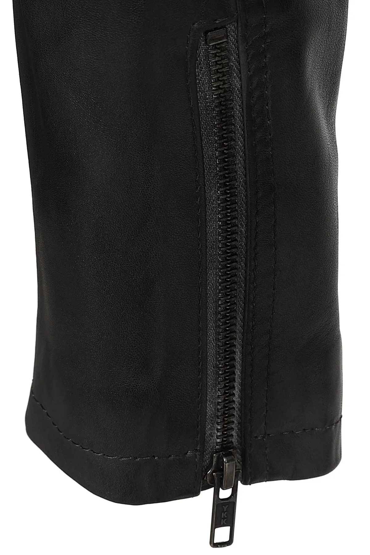 Men's Grey Leather Racer Biker Style - CHARLIE