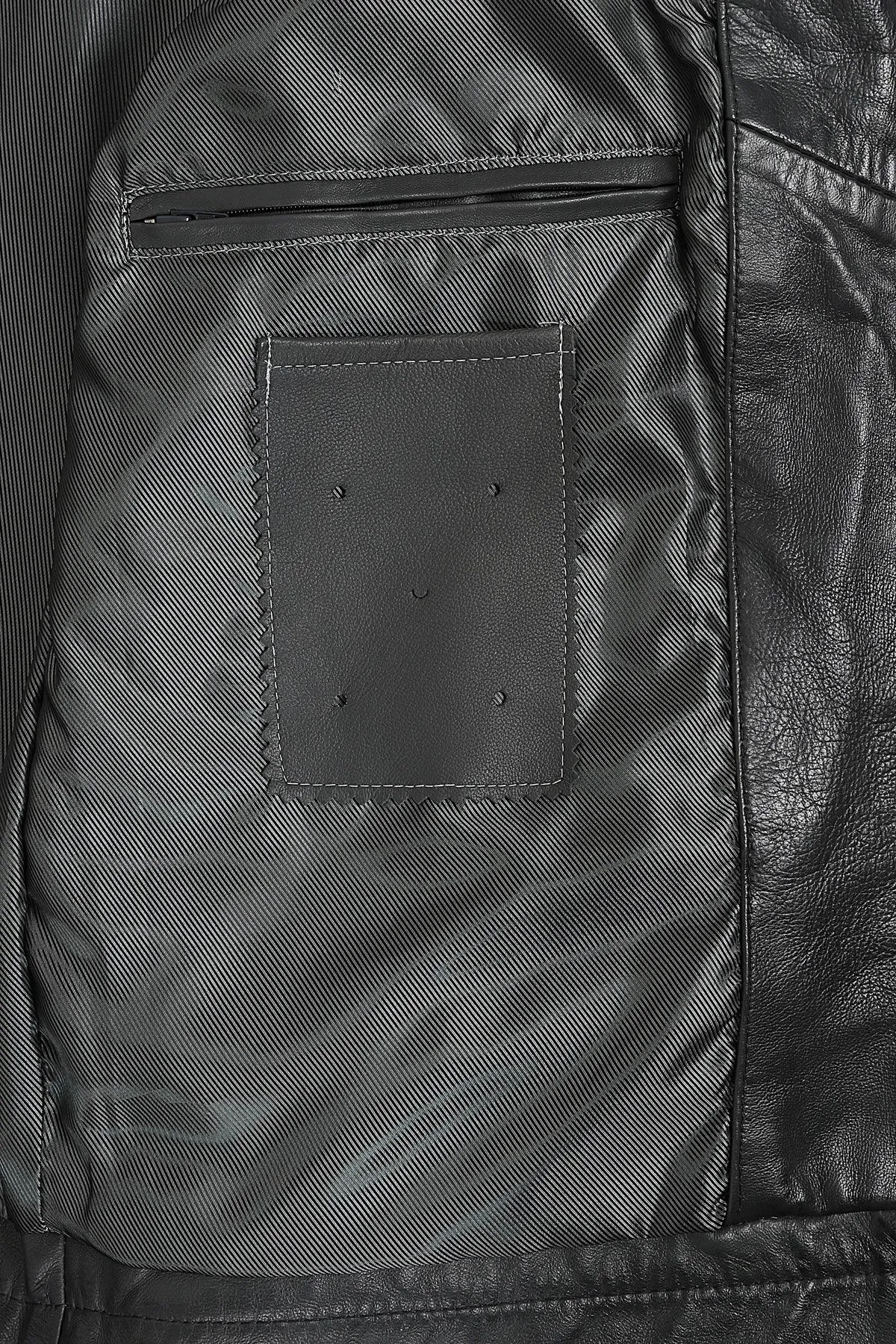 Men's Grey Leather Racer Biker Style - CHARLIE
