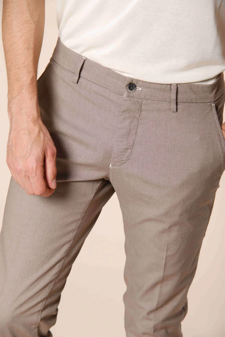 Milano Style pantalone chino uomo in cotone trama occhio di pernice extra slim