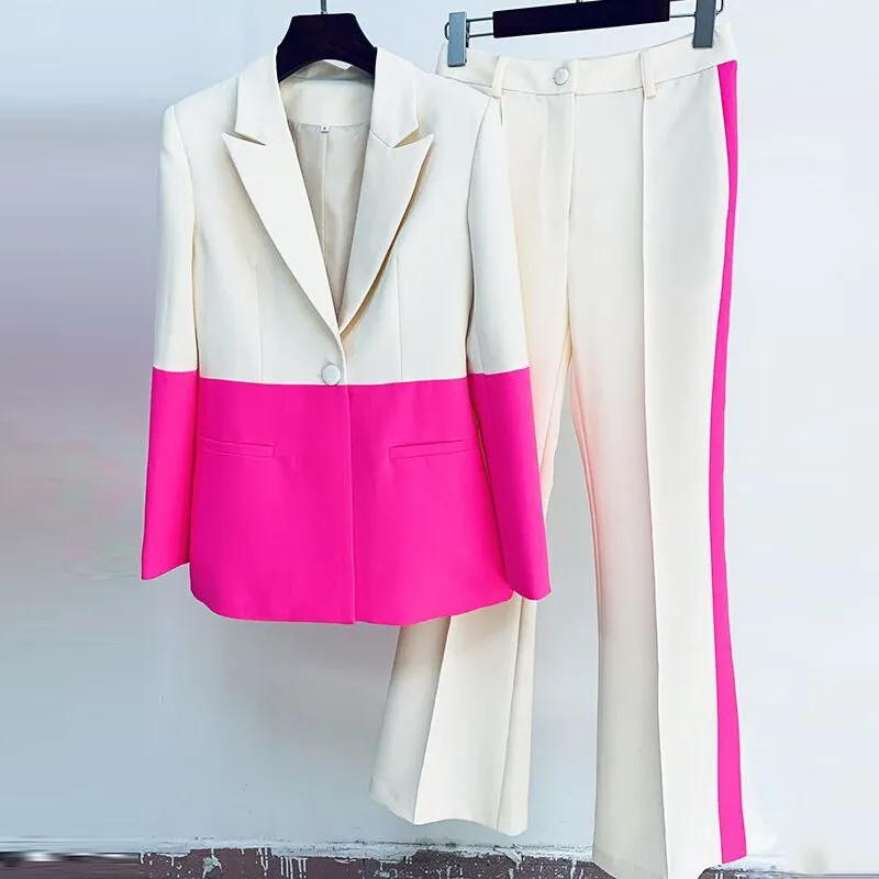 Naomi Color Contrasting Blazer Set