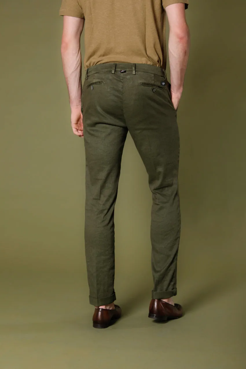 New York pantalone chino da uomo in lino e cotone regular