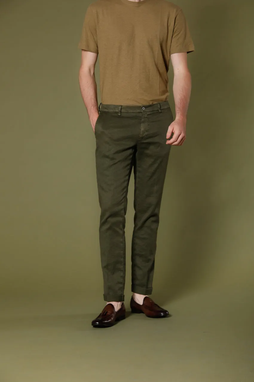 New York pantalone chino da uomo in lino e cotone regular
