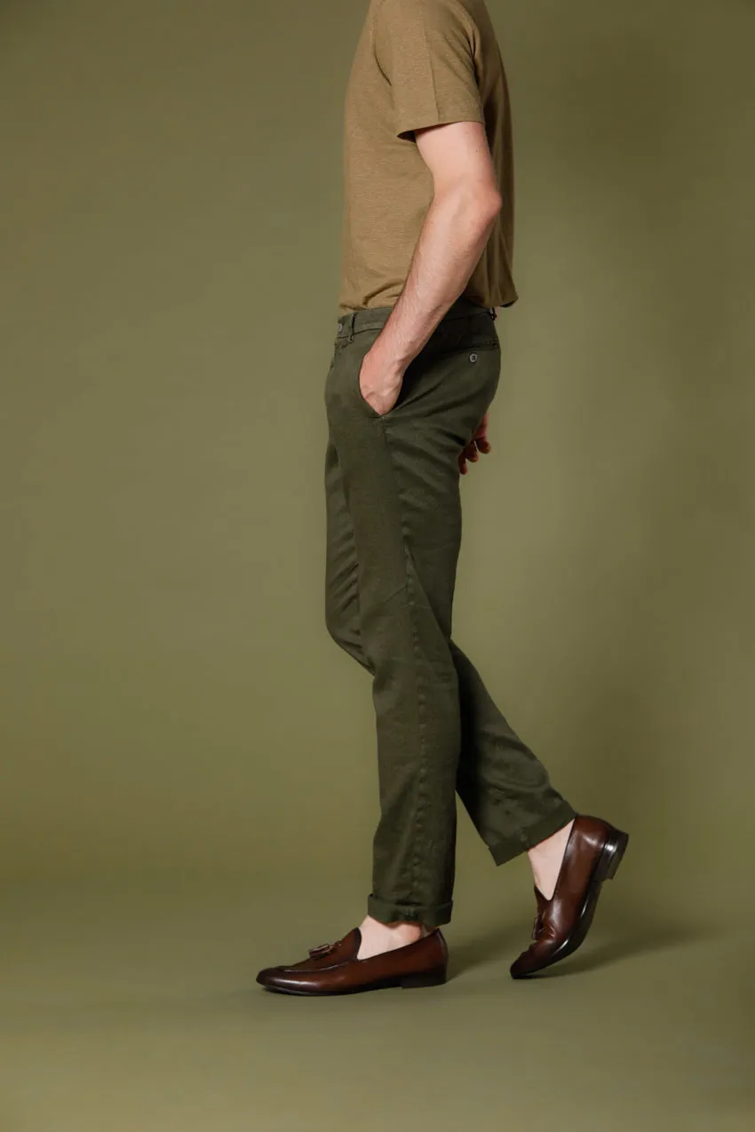 New York pantalone chino da uomo in lino e cotone regular