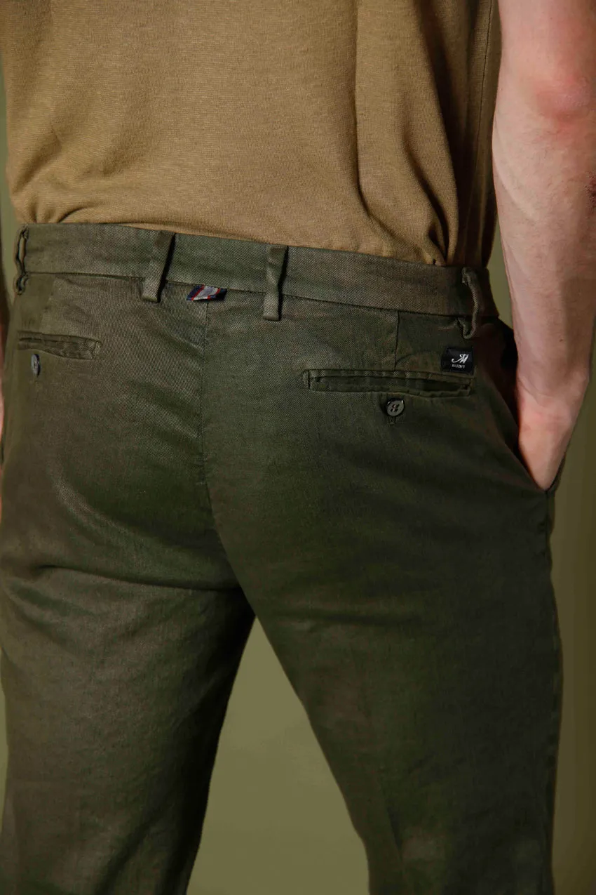 New York pantalone chino da uomo in lino e cotone regular