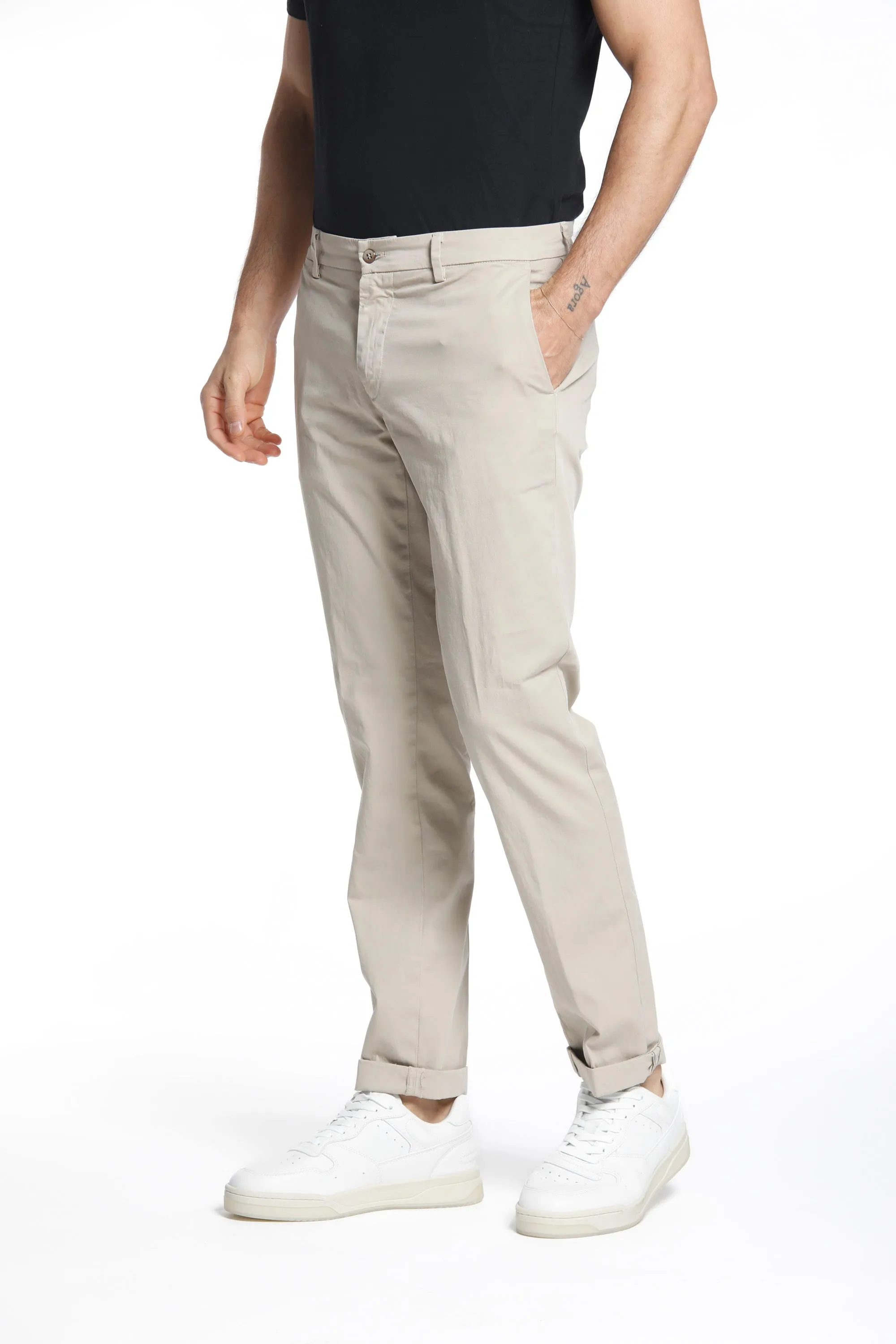 New York pantalone chino uomo in raso stretch regular fit ①