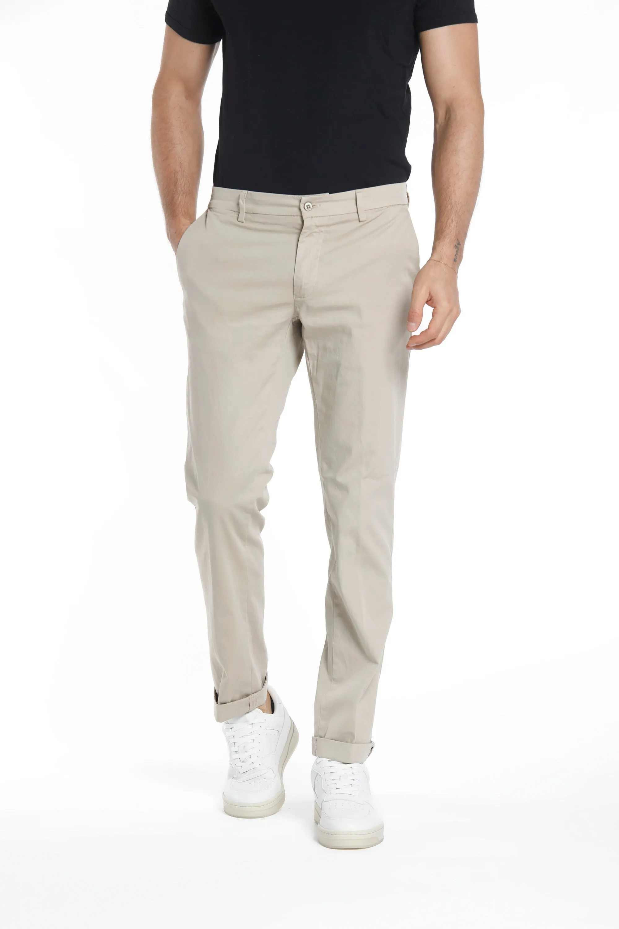 New York pantalone chino uomo in raso stretch regular fit ①