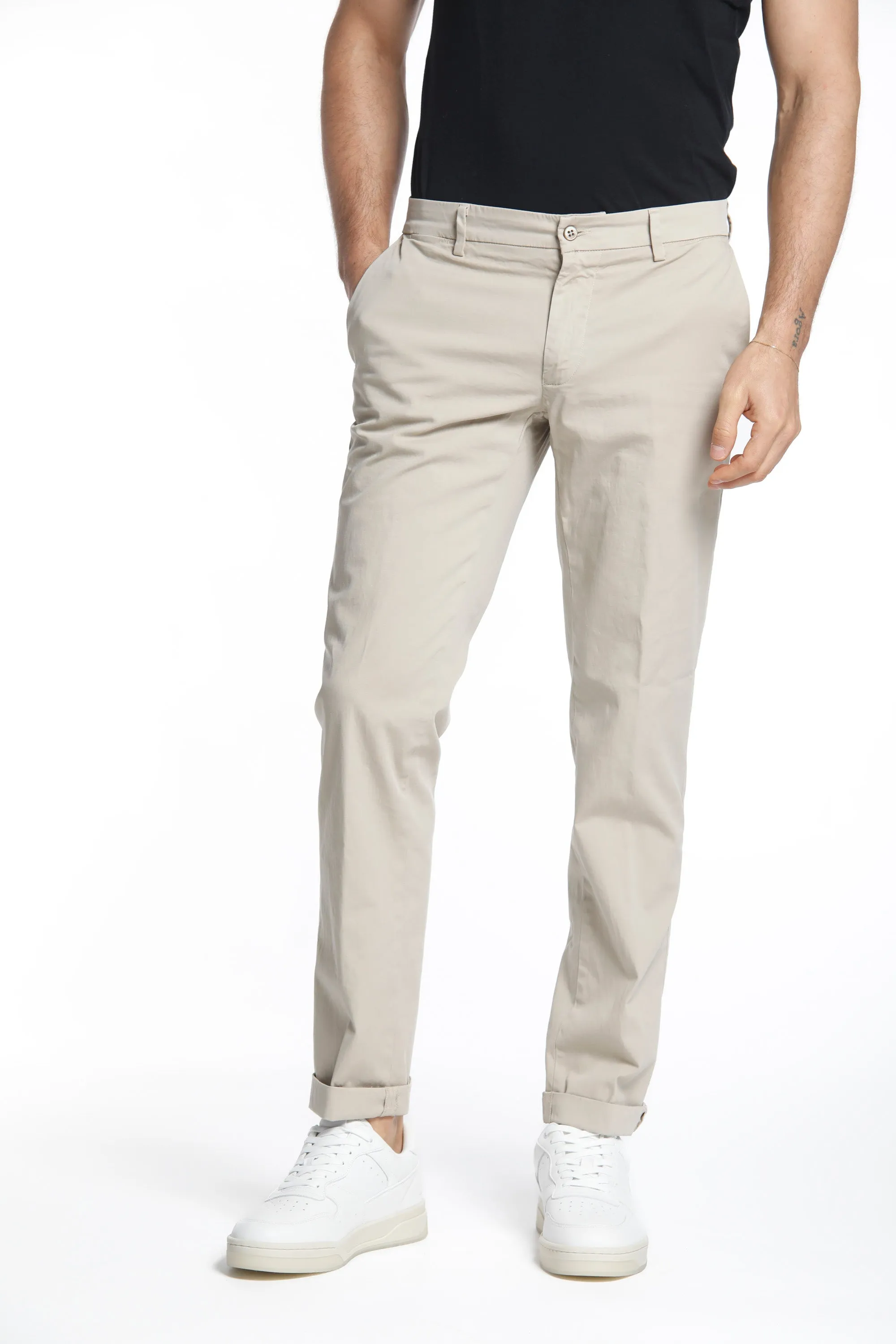 New York pantalone chino uomo in raso stretch regular fit ①