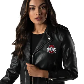 Ohio State Buckeyes Faux Leather Moto Jacket