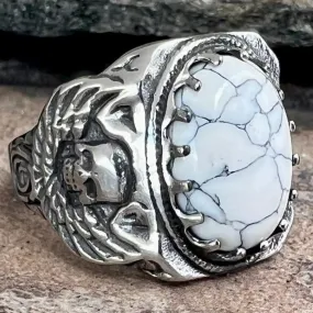 "White Stone" - Skull & Angel Wings - R137