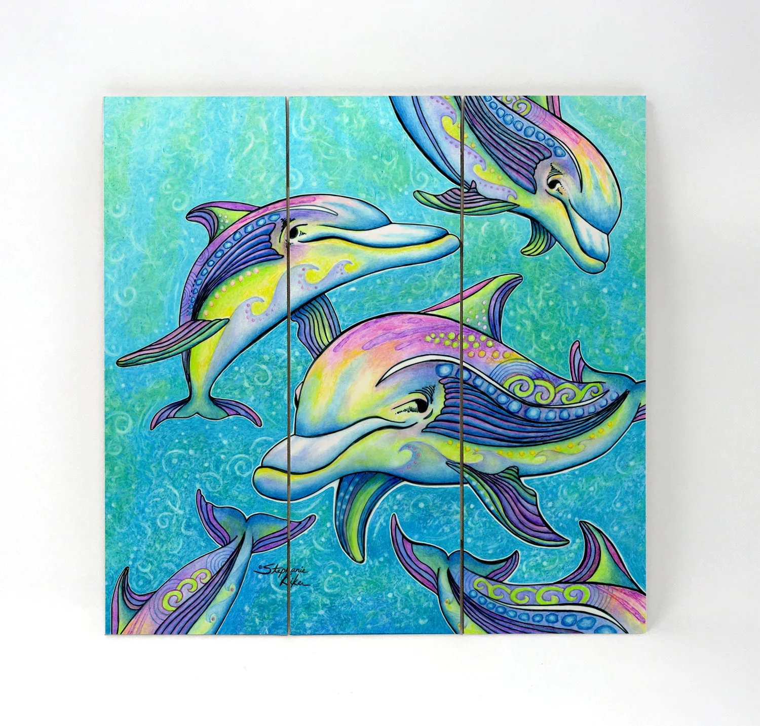 Rainbow Dolphins Wall Art