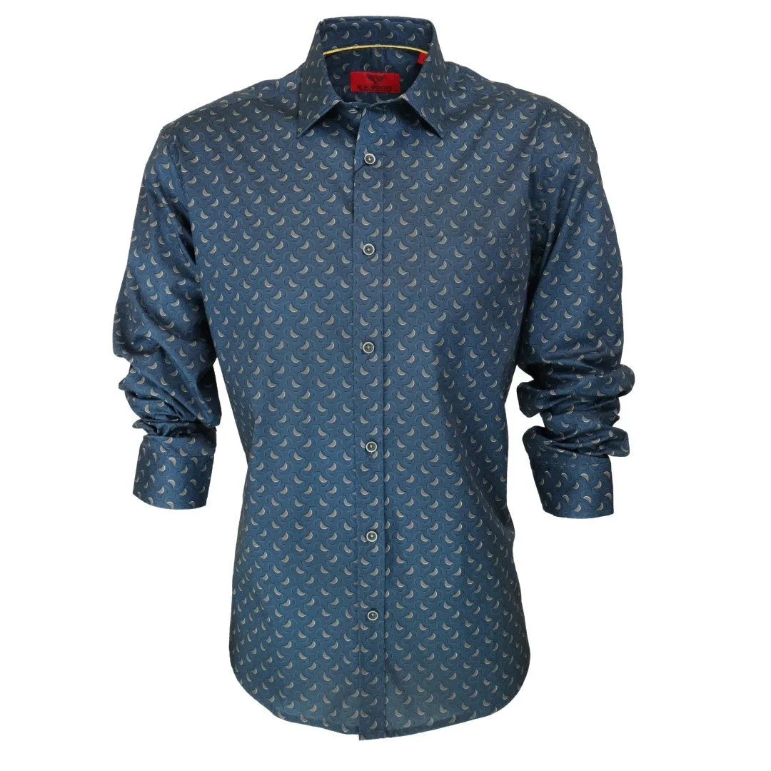 R.F. Scott Caleb Long Sleeve Shirt - Geo Bones - Steel