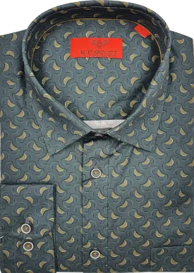 R.F. Scott Caleb Long Sleeve Shirt - Geo Bones - Steel